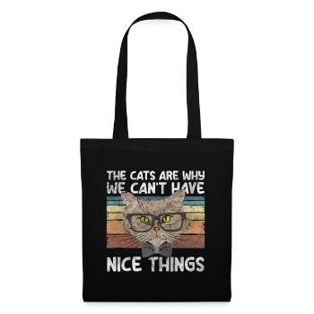 Chats, Internet, Miaou, Poils De Chat - Sac en tissu - noir - Devant