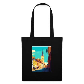 Sibui Roumanie Vintage voyage affiche WPA Souvenir - Sac en tissu - noir - Devant