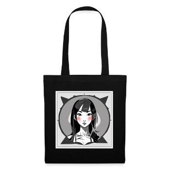 Fille Manga Rougissante - Sac en tissu - noir - Devant