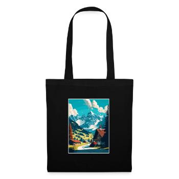 Gstaad Suisse Vintage Voyage Poster Souvenir - Sac en tissu - noir - Devant