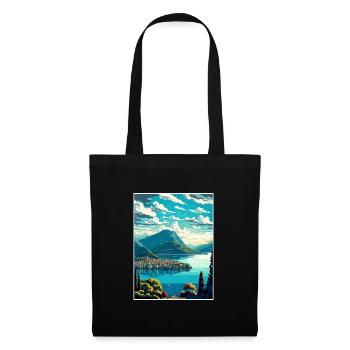 Lugano Suisse Vintage voyage affiche Souvenir - Sac en tissu - noir - Devant