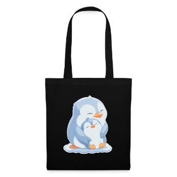 Pingouin maman et bébé fête des mères - Sac en tissu - noir - Devant