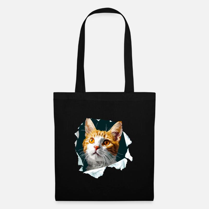 Chat, Chat, Chat, Tête de Chat, Amoureux des Chats - Sac en tissu - noir