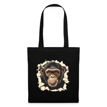 singe, tête de singe, chimpanzé, singe - Sac en tissu - noir - Devant