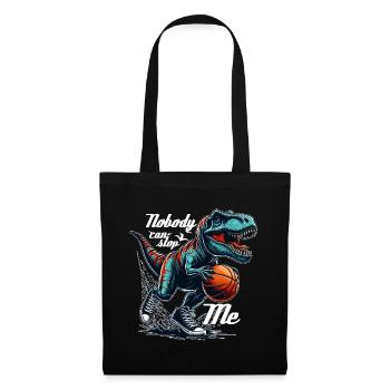 Basketball T-Rex Dinosaurier Geschenk - Stoffbeutel - Schwarz - Vorne