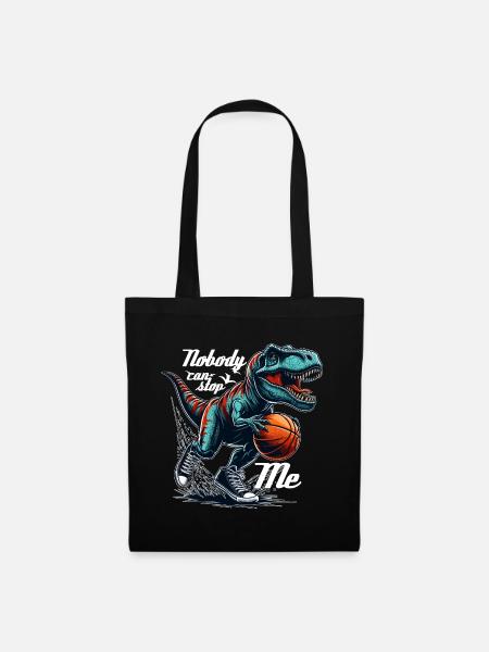 Basketball T-Rex Dinosaurier Geschenk - Stoffbeutel - Schwarz