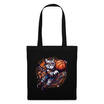 Basketball Katze Dunking Brille Geschenk - Stoffbeutel - Schwarz - Vorne