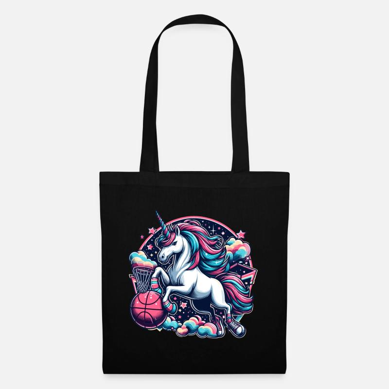 Basketball Einhorn Geschenk - Stoffbeutel - Schwarz