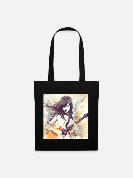 Fille Qui Aime La Musique 2 - Sac en tissu - noir