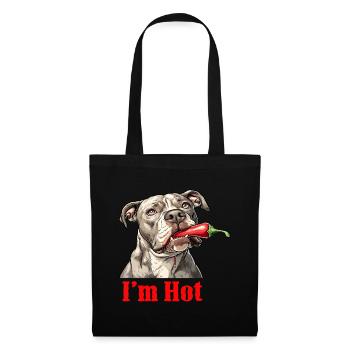 Un pitbull avec un piment fort dans la bouche - Sac en tissu - noir - Devant