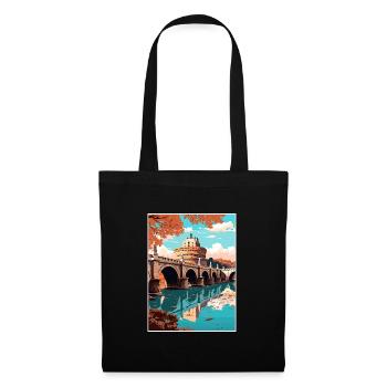 Pont Saint-Ange Italie Vintage voyage affiche WPA - Sac en tissu - noir - Devant