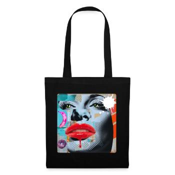 Collage coloré Pop Art - Sac en tissu - noir - Devant
