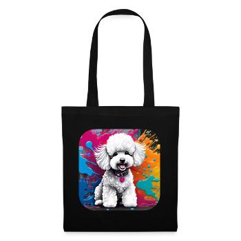 Cute poodle with colorful background - Tote Bag - black - Front