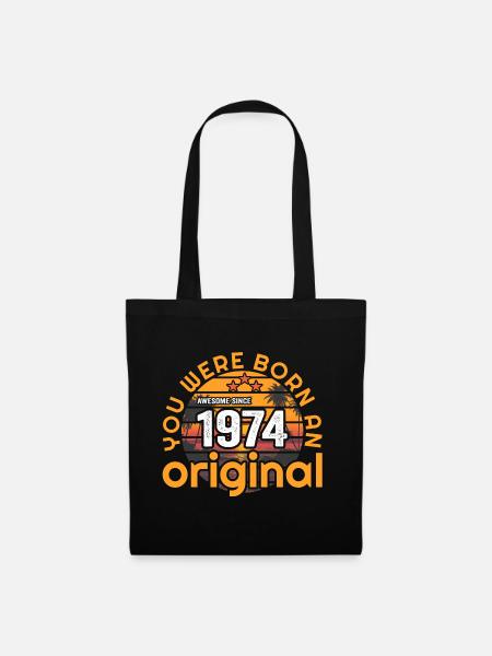 Jahrgang 1974 50.Geburtstag Geschenkidee Fünfzig - Stoffbeutel - Schwarz