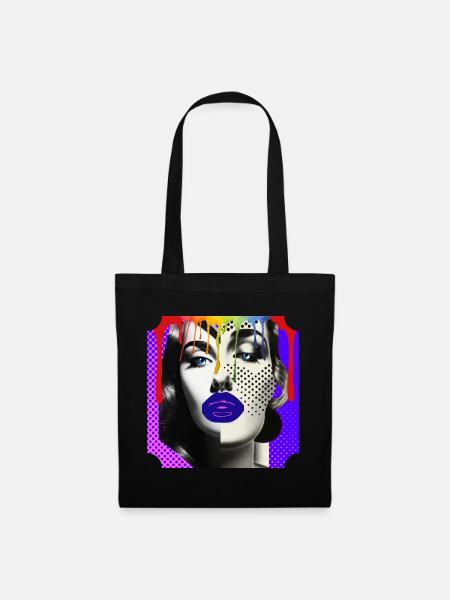 Bunte Pop-Art-Fotocollage - Stoffbeutel - Schwarz