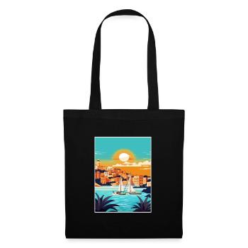 Ibiza Spanien Vintage Reiseposter WPA Souvenir - Stoffbeutel - Schwarz - Vorne