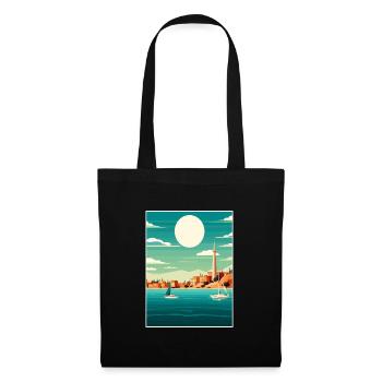 Ibiza Spanien Vintage Reiseposter WPA Souvenir - Stoffbeutel - Schwarz - Vorne