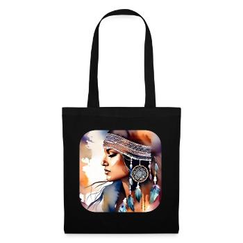 Femme mystique avec des plumes - Sac en tissu - noir - Devant