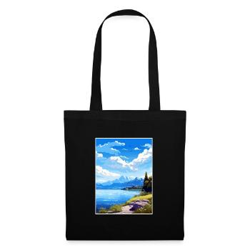 Lac du Bourget Déco Vintage Voyage Poster Souvenir - Sac en tissu - noir - Devant