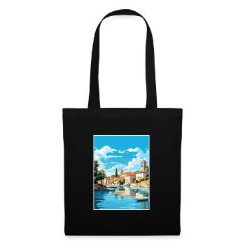 Savonlinna Finlande Vintage voyage affiche Souvenir - Sac en tissu - noir - Devant