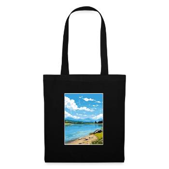 Lake Banyoles Spain Ibiza Deco Travel Poster - Tote Bag - black - Front