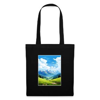 Reiseplakat des Pyrenäen-Nationalparks in Frankreich - Stoffbeutel - Schwarz - Vorne