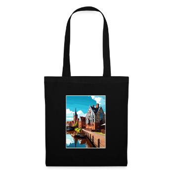 Bydgoszcz Pologne Vintage voyage affiche Souvenir - Sac en tissu - noir - Devant