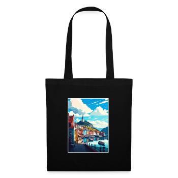 Bergan Norway Oslo Vintage Travel Poster Souvenir - Tote Bag - black - Front