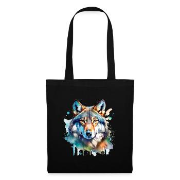 Watercolor Wolf Portrait - Tote Bag - black - Front