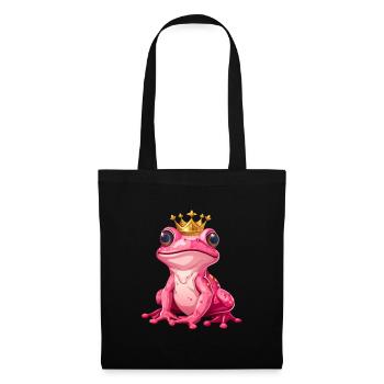Mignonne princesse grenouille rose rose avec couronne dorée - Sac en tissu - noir - Devant