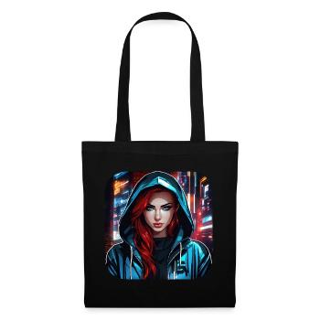 Fille cyberpunk cool II - Sac en tissu - noir - Devant