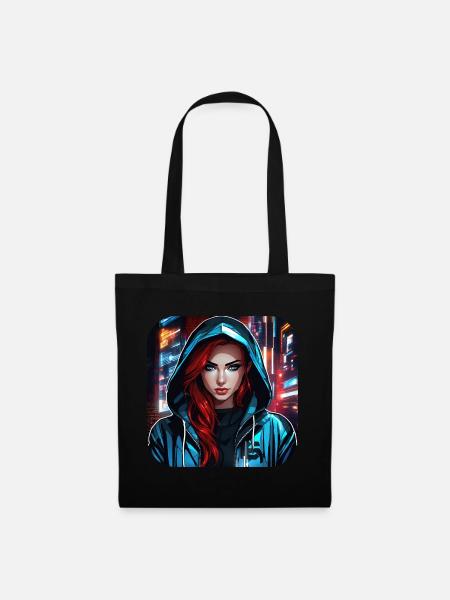 Cooles Cyberpunk Girl II - Stoffbeutel - Schwarz