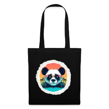 Baby-Panda im Urlaub - Stoffbeutel - Schwarz - Vorne