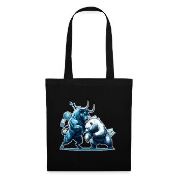 Finance Taureau Bear Fight Wall Street cadeau - Sac en tissu - noir - Devant