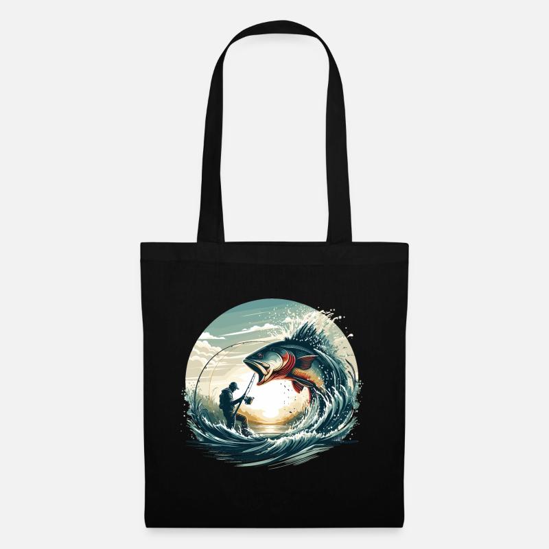 Angeln Angler Dynamik Geschenk - Stoffbeutel - Schwarz