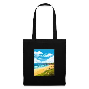 Porthgwidden Beach Cornwall Affiche de voyage Vintage - Sac en tissu - noir - Devant