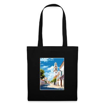 Tavira Portugal Vintage Reiseposter WPA Souvenir - Stoffbeutel - Schwarz - Vorne