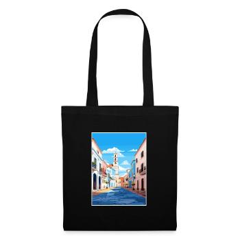 Tavira Portugal Vintage Reiseposter WPA Souvenir - Stoffbeutel - Schwarz - Vorne