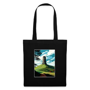 Glastonbury Tor Angleterre Affiche de voyage vintage WPA - Sac en tissu - noir - Devant