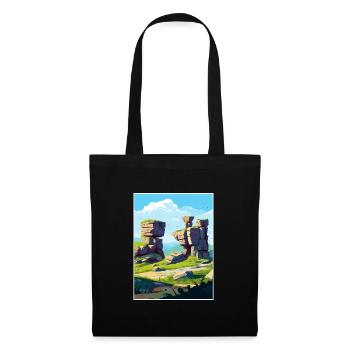 Brimham Rocks tête Angleterre Affiche de voyage Vintage - Sac en tissu - noir - Devant