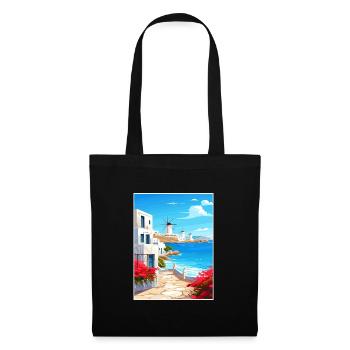 Mykonos Greece Decoration Vintage Travel Poster - Tote Bag - black - Front
