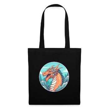 Dragon Aquarelle Dessin Animé Kawaii Animal De Compagnie Colorf - Sac en tissu - noir - Devant