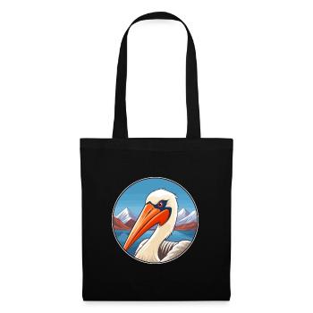 Pélican Aquarelle Dessin Animé Kawaii Animal De Compagnie Animal Couleur - Sac en tissu - noir - Devant