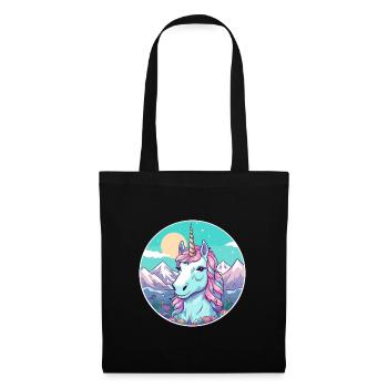 Licorne Aquarelle Dessin Animé Kawaii Animal De Compagnie Animal Couleur - Sac en tissu - noir - Devant