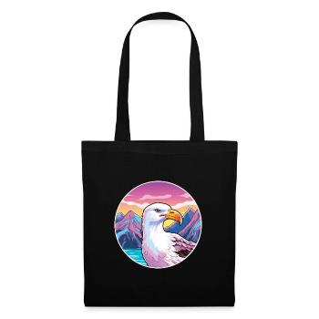 Seagull Watercolor Cartoon Kawaii Pet Animal Color - Tote Bag - black - Front