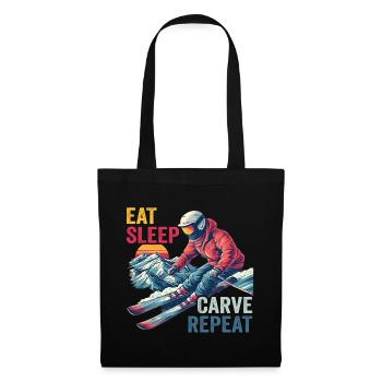 Eat Sleep Carve Repeat - Skifahrer Ski Design - Stoffbeutel - Schwarz - Vorne