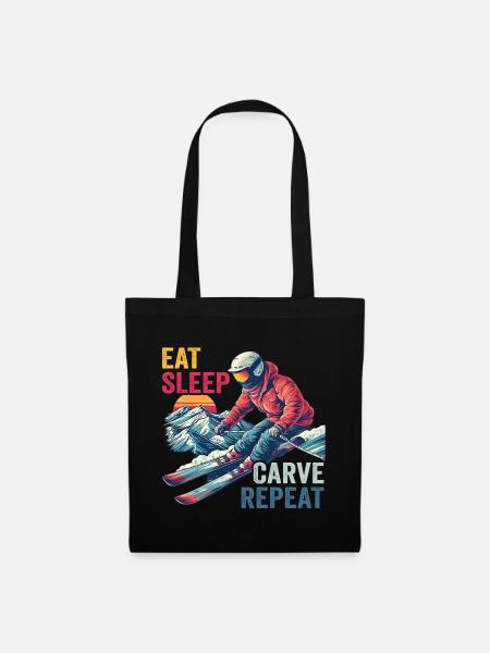 Eat Sleep Carve Repeat - Skifahrer Ski Design - Stoffbeutel - Schwarz