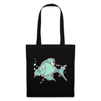 Fisch Linienkunst - Stoffbeutel - Schwarz - Vorne