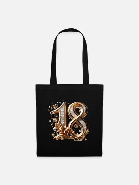 18 Jahre Gold Diamanten 18. Geburtstag Geschenk - Stoffbeutel - Schwarz