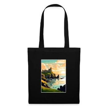 Dunluce Castle Irlande Vintage Travel Poster WPA - Sac en tissu - noir - Devant